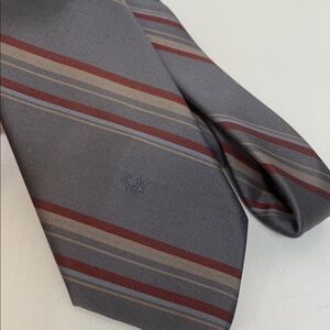 Dior Gray and Red Vintage Striped Men's Tie